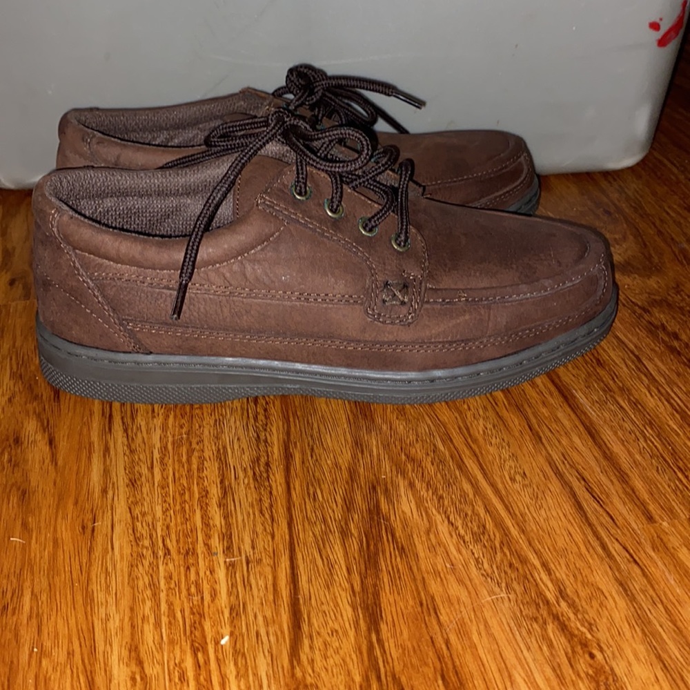 Brown street cars shoes